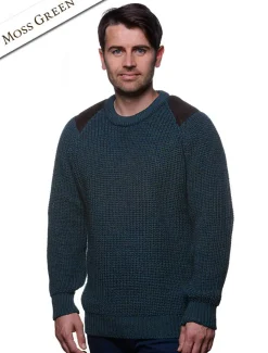 Best Irish Fishermans Ribbed Sweater with Patches Sweaters