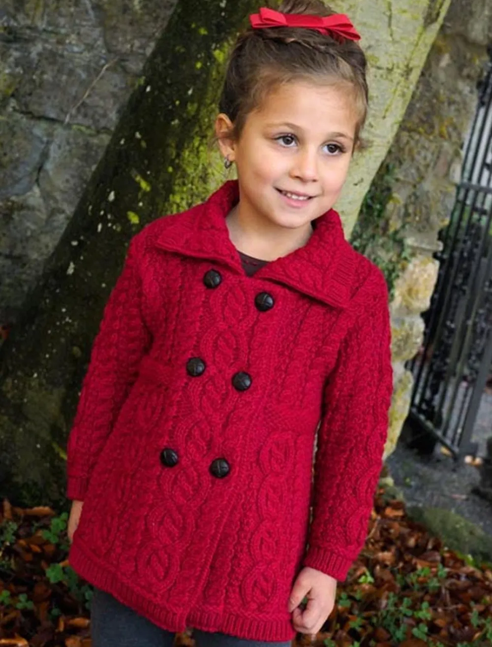 Best Sale Kid's Double Breasted Aran Merino Cardigan Kids Sweaters, Cardigans & Jackets