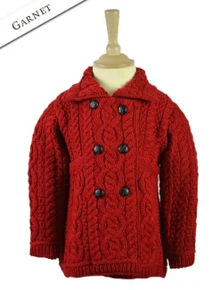 Best Sale Kid's Double Breasted Aran Merino Cardigan Kids Sweaters, Cardigans & Jackets