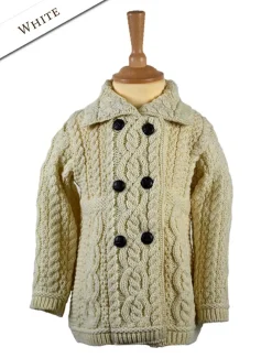 Best Sale Kid's Double Breasted Aran Merino Cardigan Kids Sweaters, Cardigans & Jackets