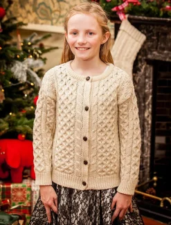 Cheap Kid's Traditional Aran Merino Wool Cardigan Kids Sweaters, Cardigans & Jackets
