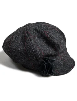 Cheap Ladies Newsboy Hat - Charcoal Plaid Women Caps & Hats