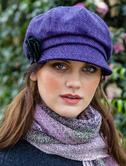 Discount Ladies Tweed Newsboy Hat - Dark Purple Women Caps & Hats