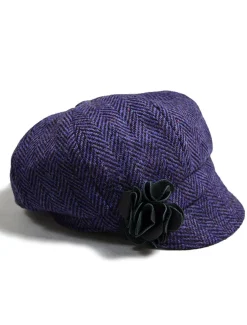 Discount Ladies Tweed Newsboy Hat - Dark Purple Women Caps & Hats