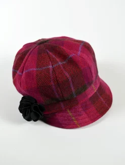 Cheap Ladies Tweed Newsboy Hat - Pink Plaid Women Caps & Hats