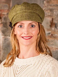 Sale Ladies Tweed Newsboy Hat - Light Brown Women Caps & Hats