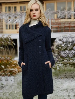 Online Large Collar Aran Coat Women Cardigans, Jackets & Coatigans