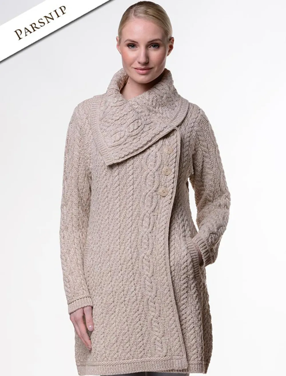 Online Large Collar Aran Coat Women Cardigans, Jackets & Coatigans