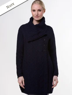 Online Large Collar Aran Coat Women Cardigans, Jackets & Coatigans