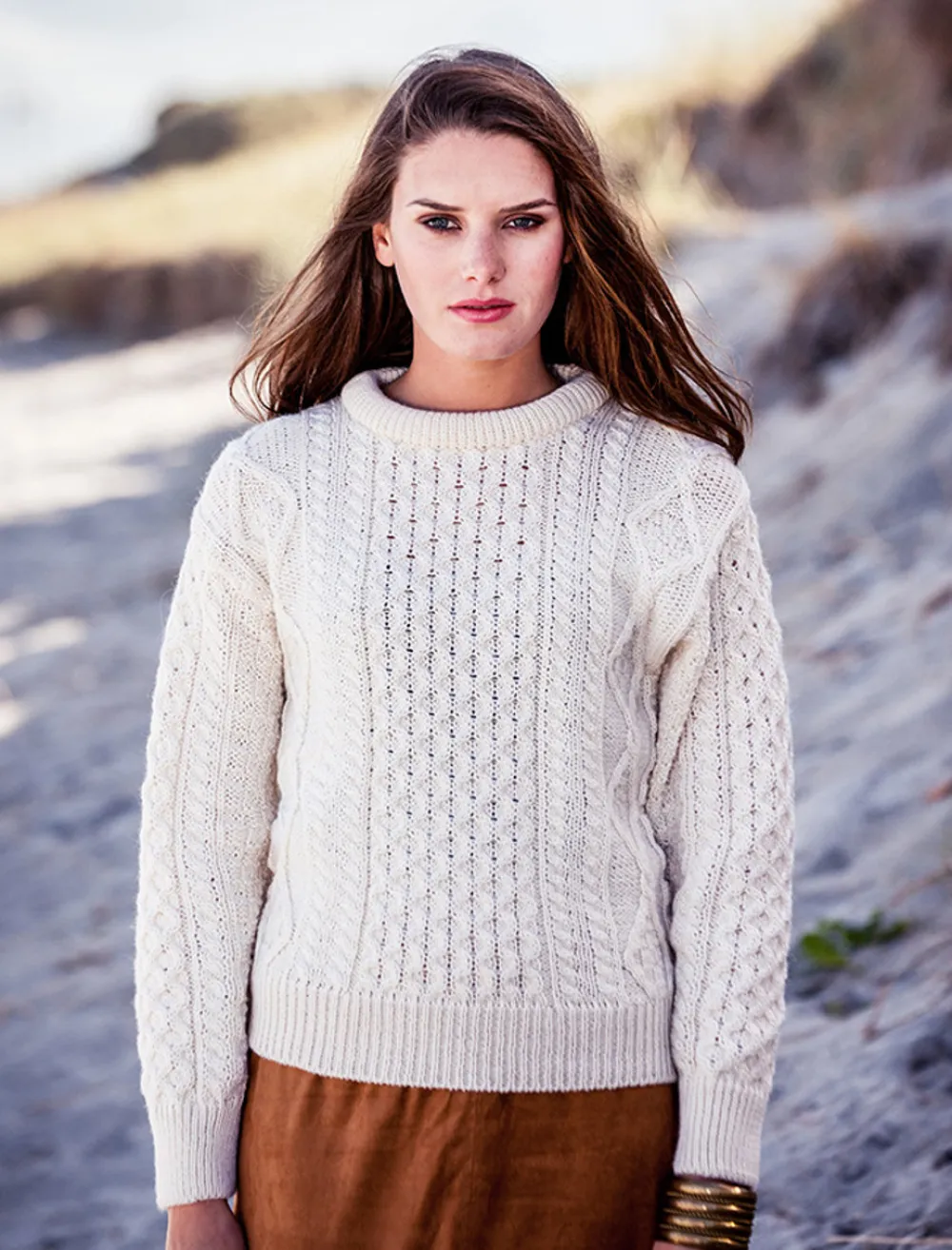 Store Lightweight Traditional Aran Wool Sweater Women Sweaters