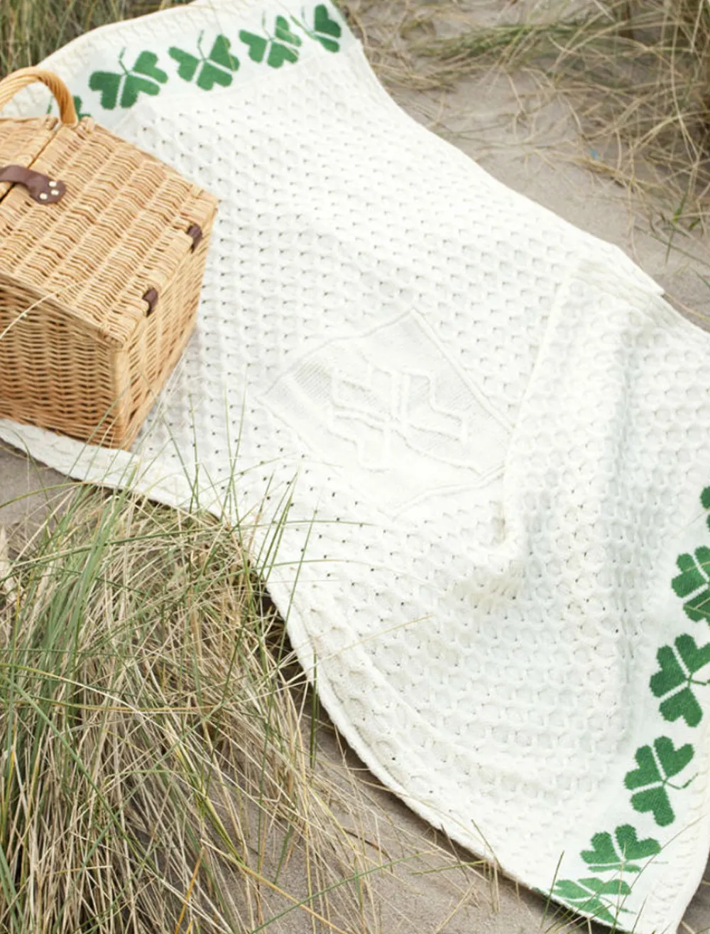 Online Medium Merino Shamrock Throw Knitted Wool Throws
