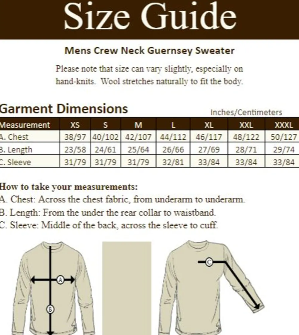 Best Sale Mens Crew Neck Guernsey Sweater Sweaters