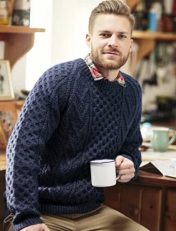 Cheap Mens Hand-knit Chevron Stitch Sweater Sweaters