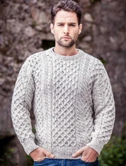 Outlet Mens Heavyweight Traditional Aran Wool Sweater Sweaters