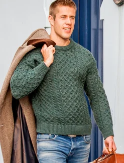 Outlet Mens Heavyweight Traditional Aran Wool Sweater Sweaters