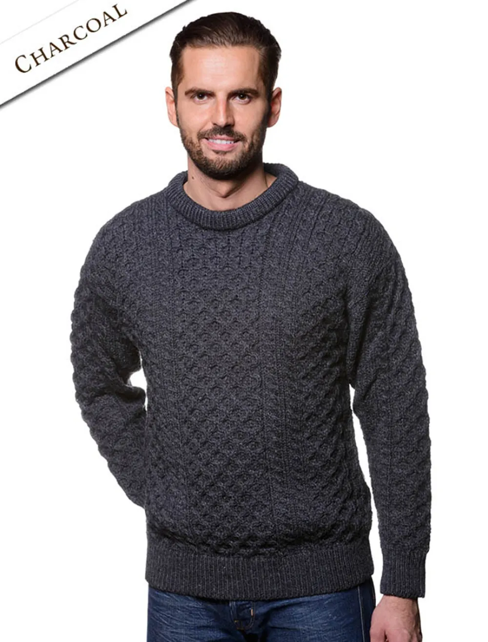 Outlet Mens Heavyweight Traditional Aran Wool Sweater Sweaters