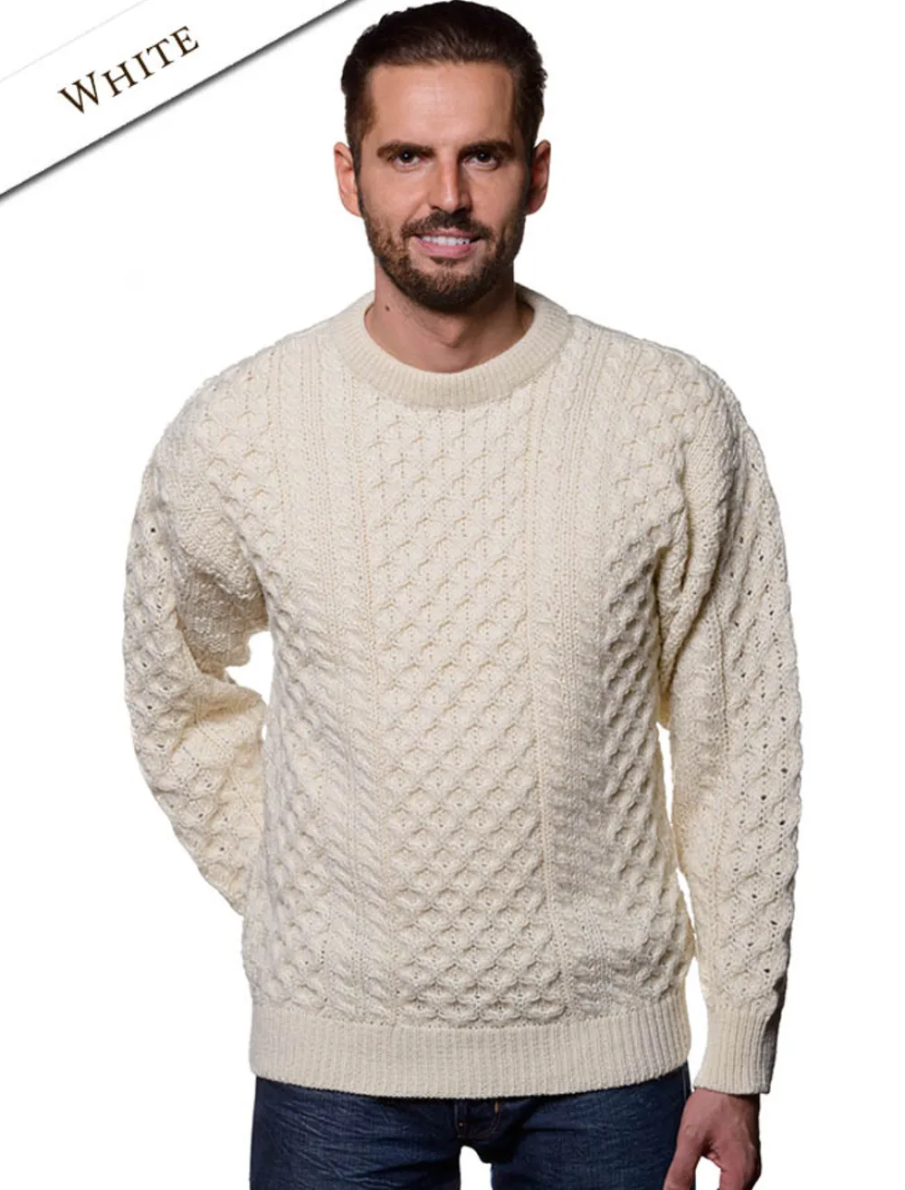Outlet Mens Heavyweight Traditional Aran Wool Sweater Sweaters