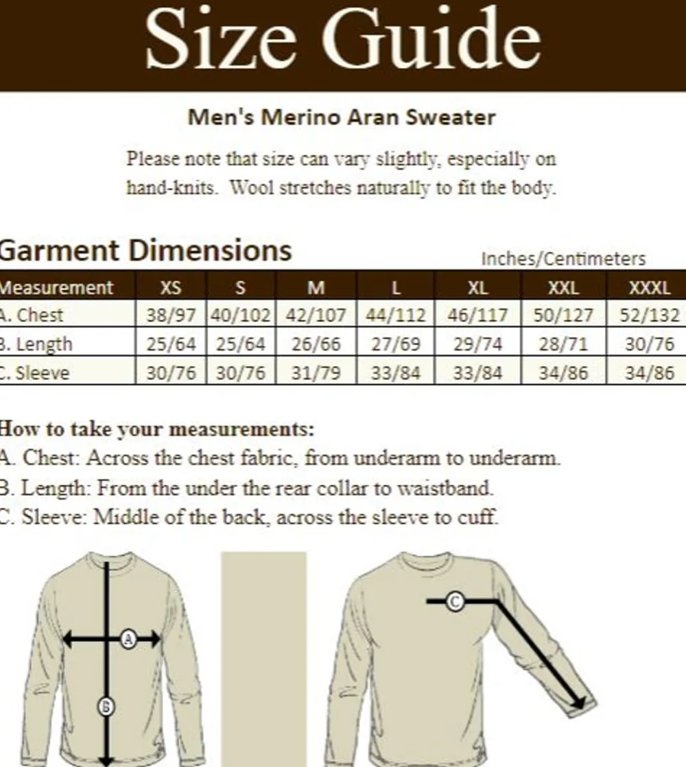 Online Men's Merino Aran Sweater Sweaters