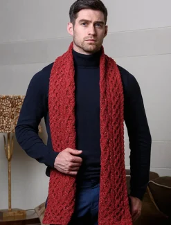 Discount Men's Wool Cashmere Aran Honeycomb Scarf Knitted Wool Scarves