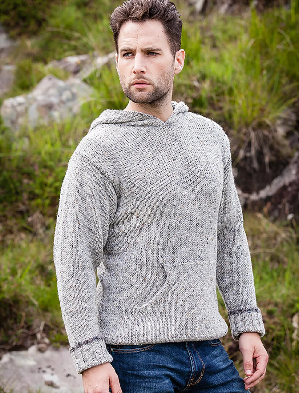 New Men's Wool Hoodie with Pouch Pocket Sweaters