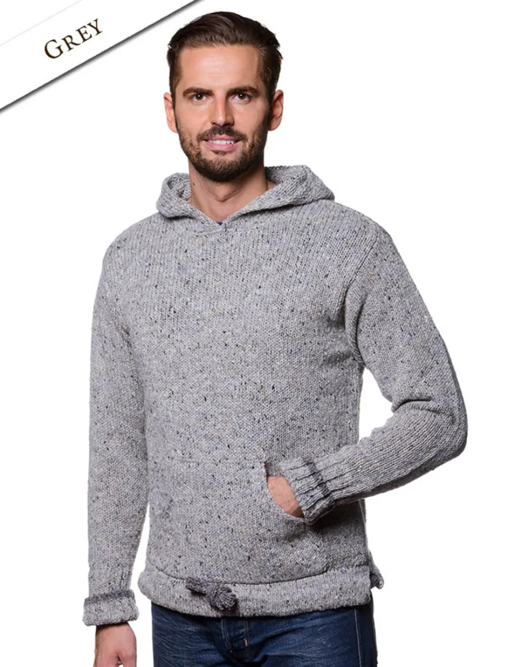 New Men's Wool Hoodie with Pouch Pocket Sweaters
