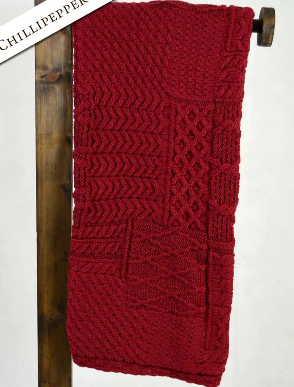 Cheap Merino Aran Patchwork Throw Knitted Wool Throws