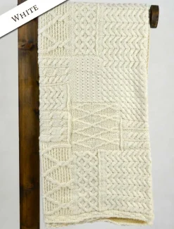 Cheap Merino Aran Patchwork Throw Knitted Wool Throws