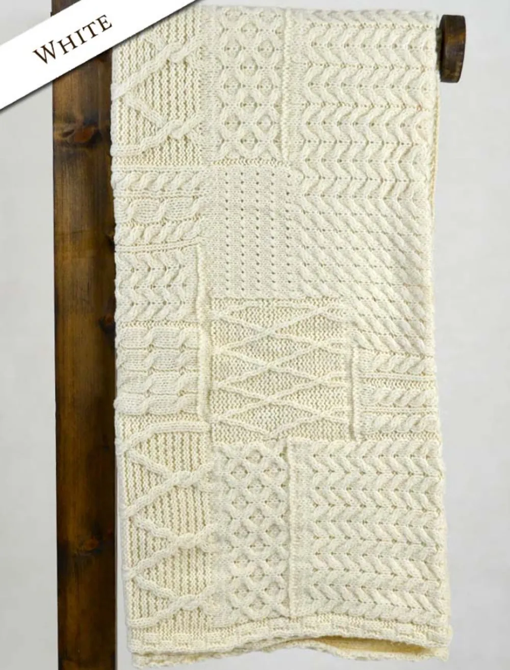 Cheap Merino Aran Patchwork Throw Knitted Wool Throws