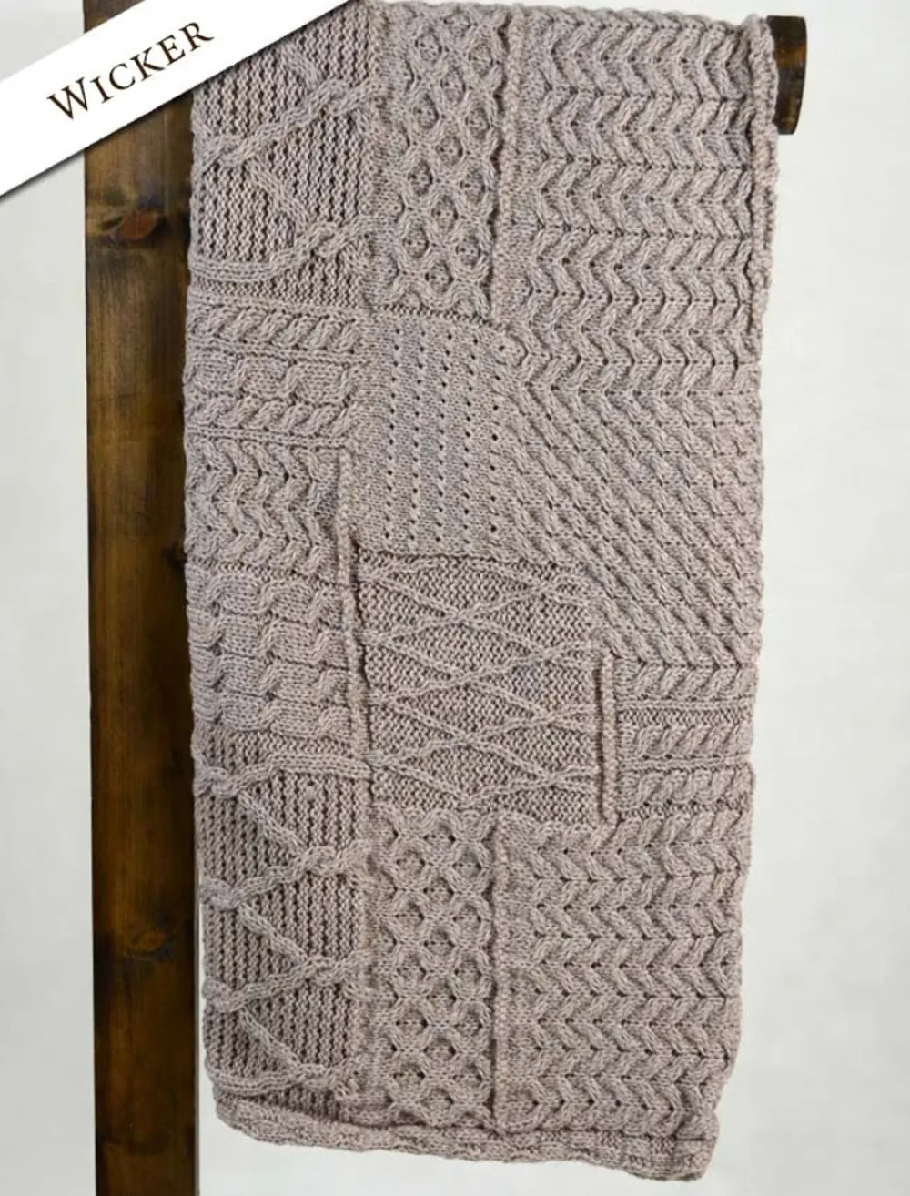 Cheap Merino Aran Patchwork Throw Knitted Wool Throws