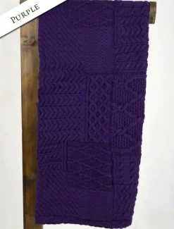 Cheap Merino Aran Patchwork Throw Knitted Wool Throws