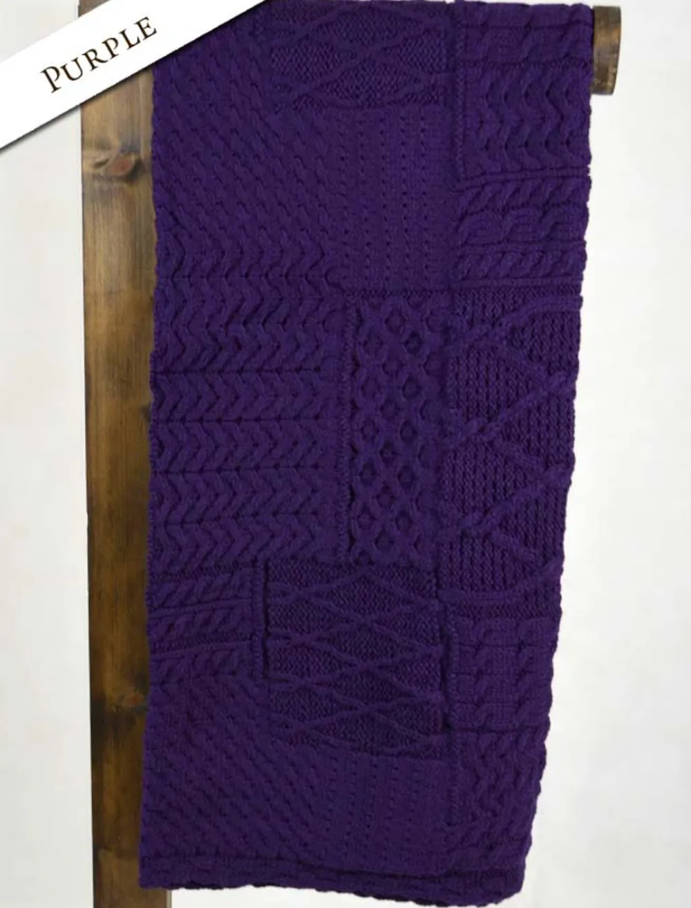 Cheap Merino Aran Patchwork Throw Knitted Wool Throws