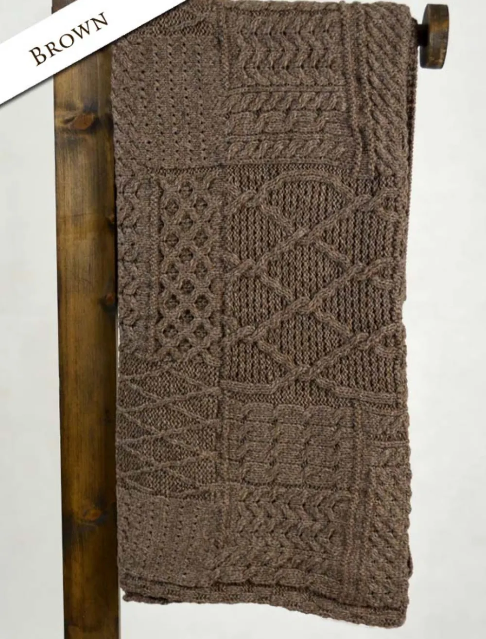 Cheap Merino Aran Patchwork Throw Knitted Wool Throws