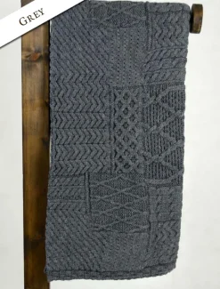 Cheap Merino Aran Patchwork Throw Knitted Wool Throws