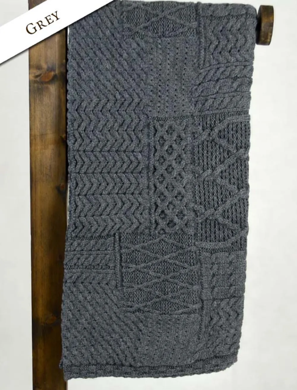 Cheap Merino Aran Patchwork Throw Knitted Wool Throws