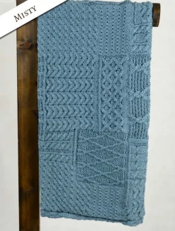 Cheap Merino Aran Patchwork Throw Knitted Wool Throws