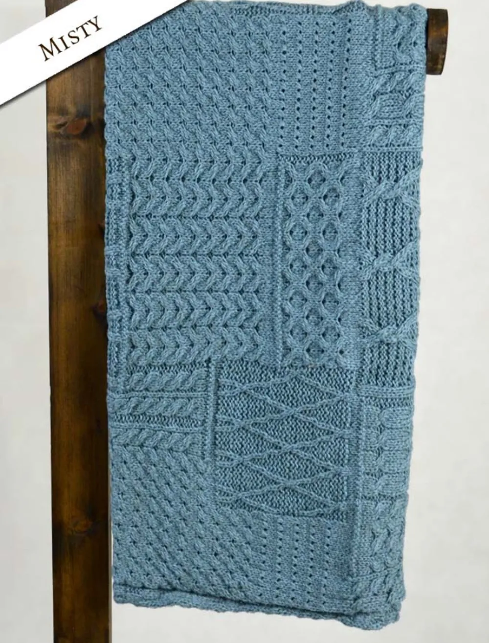 Cheap Merino Aran Patchwork Throw Knitted Wool Throws