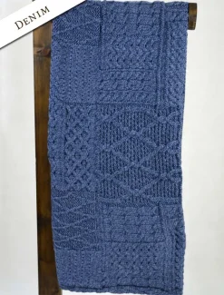 Cheap Merino Aran Patchwork Throw Knitted Wool Throws