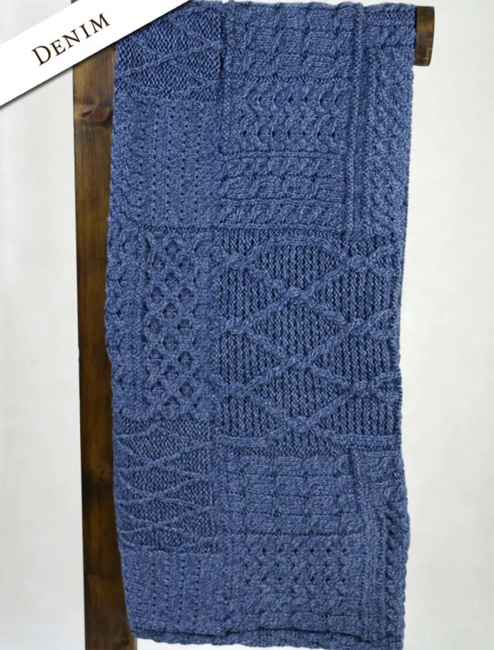 Cheap Merino Aran Patchwork Throw Knitted Wool Throws