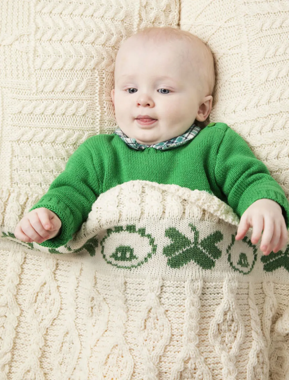 Hot Merino Sheep & Shamrock Baby Throw Kids Knitted Wool Throws|Baby Blankets & Throws