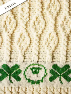 Hot Merino Sheep & Shamrock Baby Throw Kids Knitted Wool Throws|Baby Blankets & Throws