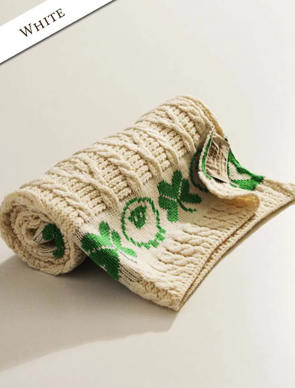 Hot Merino Sheep & Shamrock Baby Throw Kids Knitted Wool Throws|Baby Blankets & Throws