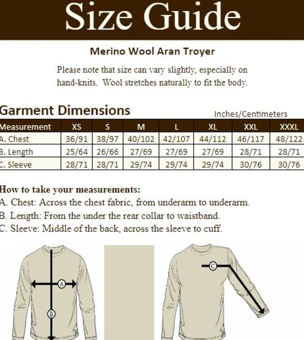 Sale Merino Wool Aran Troyer Sweaters