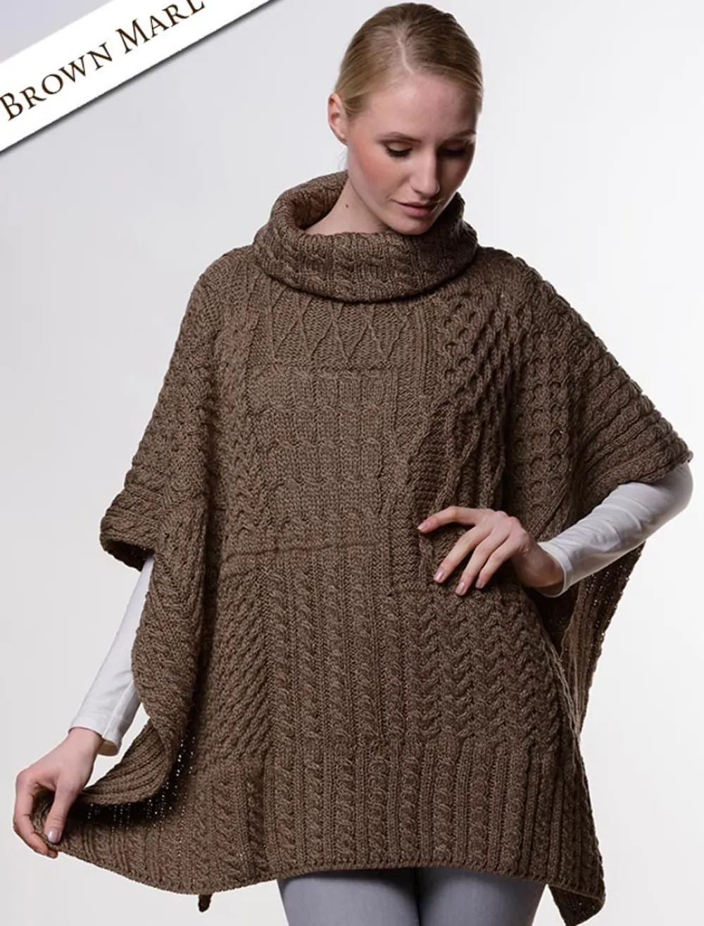 New Merino Wool Patchwork Poncho with Collar Women Ponchos, Capes & Shawls