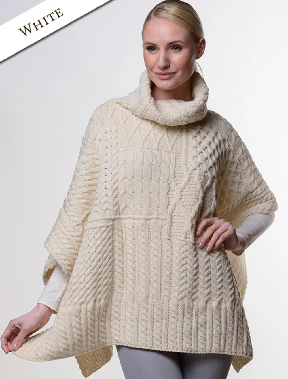 New Merino Wool Patchwork Poncho with Collar Women Ponchos, Capes & Shawls