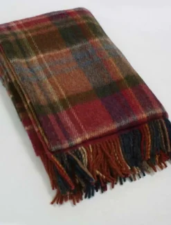 Shop Plaid Wool Throw - Rust Cranberry Olive Plaid & Tartan Throws