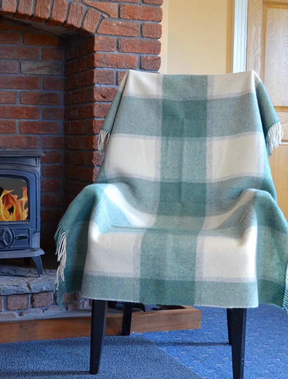 Shop Plaid Wool Throw - Sage Beige Plaid & Tartan Throws