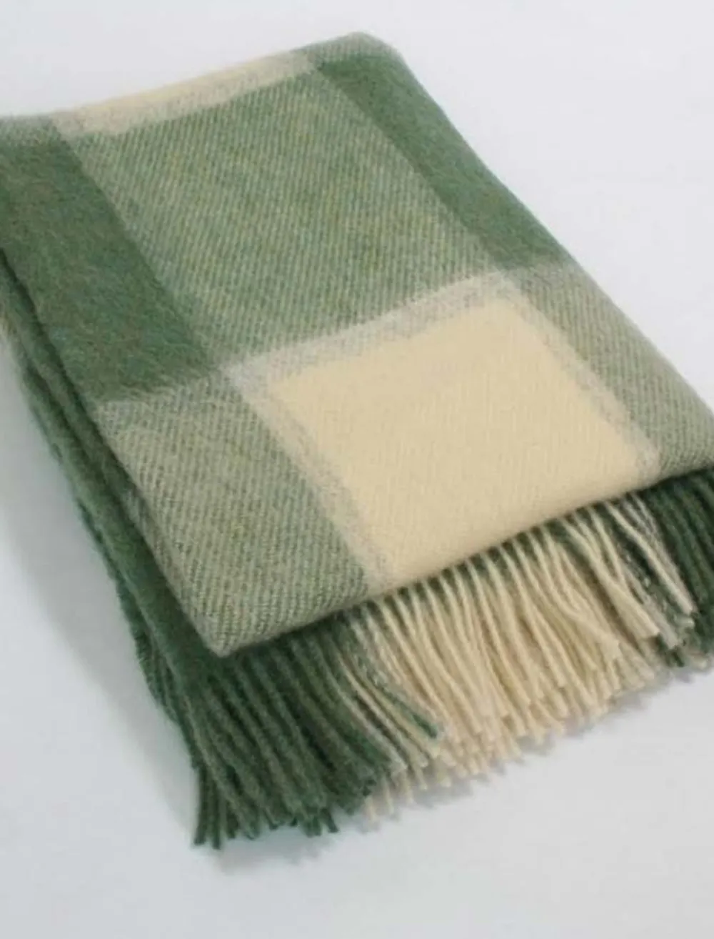 Shop Plaid Wool Throw - Sage Beige Plaid & Tartan Throws