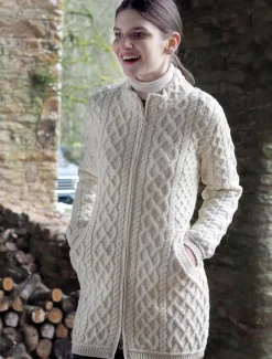 Cheap Plated Coat with Celtic Zip Women Cardigans, Jackets & Coatigans