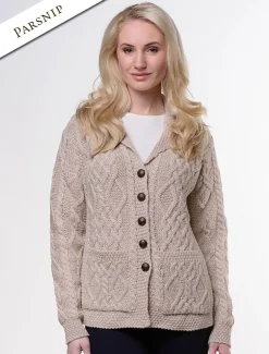 Sale Revere Button Collar Aran Cardigan Women Cardigans, Jackets & Coatigans