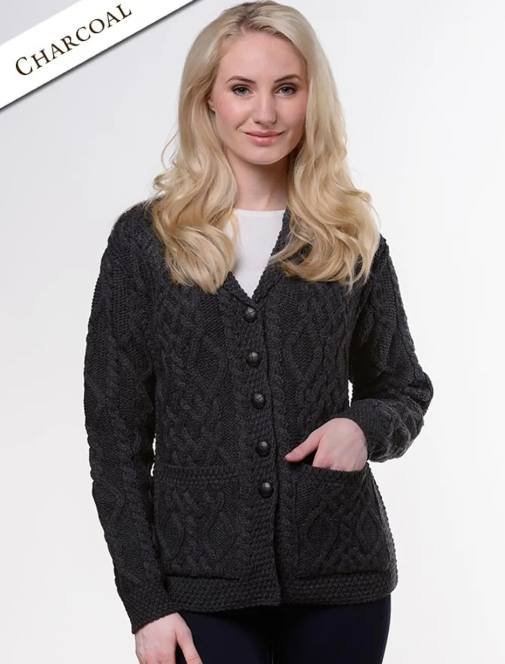 Sale Revere Button Collar Aran Cardigan Women Cardigans, Jackets & Coatigans